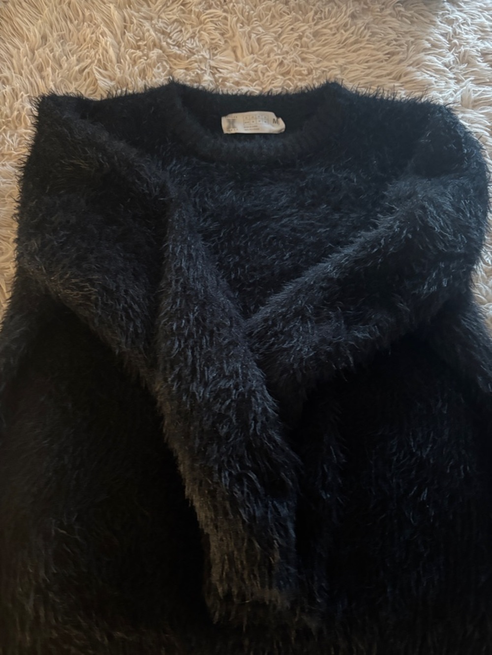 Savage X Fenty Black Fuzzy Crewneck Sweater